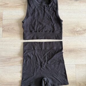 SKIMS Ribbed Brown Loungewear Set